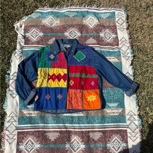 new directions Patchwork 90’s multicolor Jean Jacket